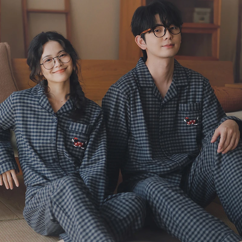 

Осенне-зимние пижамы для пар, высококачественный женский комплект из чистого хлопка с длинными рукавами, милый мужской домашний костюм с героями мультфильмов