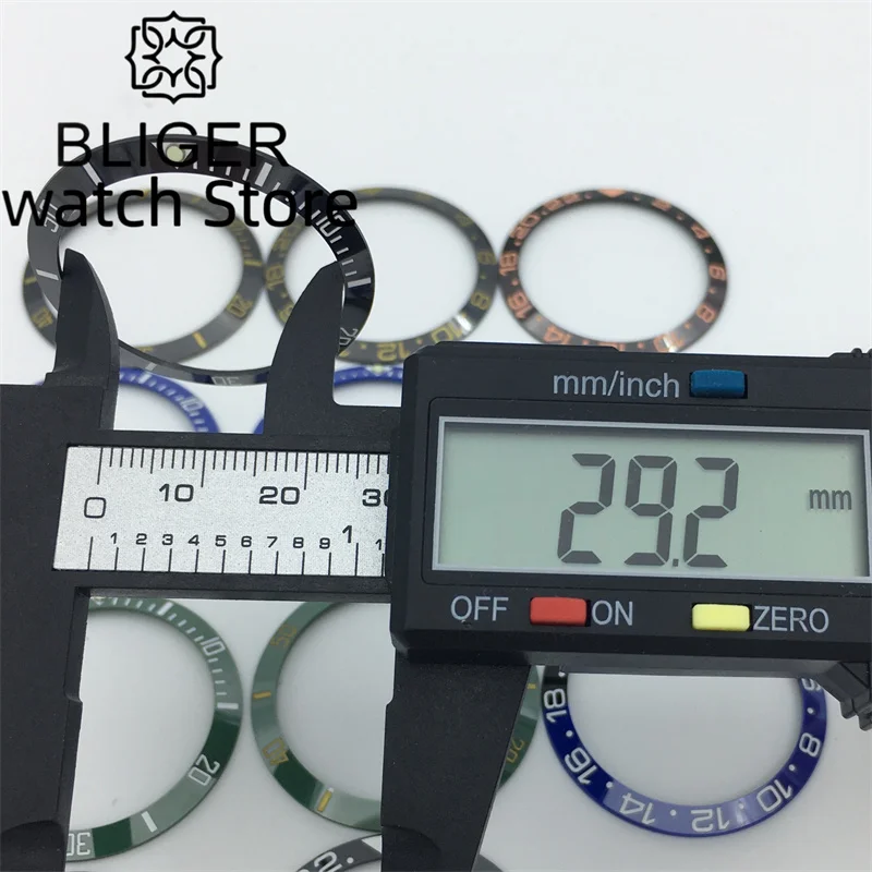 BLIGER 35.4mm x 29.2mm Black Blue Green Yellow Orange ceramic bezel suitable for 38mm cases