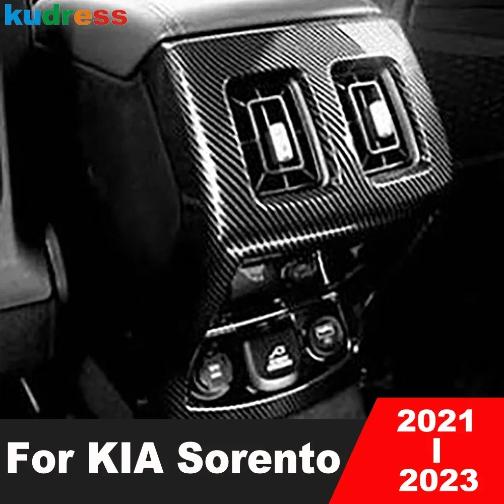 

Внутренние аксессуары для Kia Sorento 2021 2022 2023, автомобильный подлокотник из углеродного волокна, задний кондиционер, крышка на вентиляционное отверстие, отделка