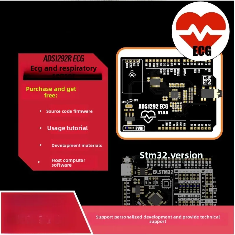 ADS1292R Digital ECG Sensor Module ECG Respiration Heart Rate Impedance Acquisition Development Kit for STM32 MCU