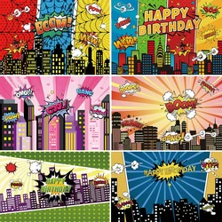 Superes hero City Building Theme Backdrops Baby Shower Birthday Party Newborn Baby Kids Portrait Banner Photography Background