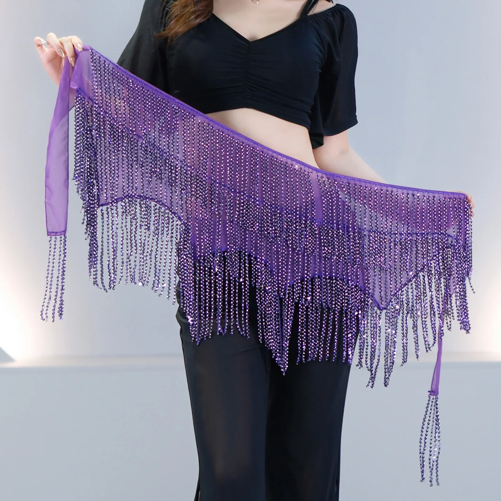 Nieuwe Sprankelende Pailletten Fringe Buikdans Hippe Sjaal Taille Ketting Riem voor Vrouwen Oosterse Dansvoorstelling Show Kostuum Accessoires