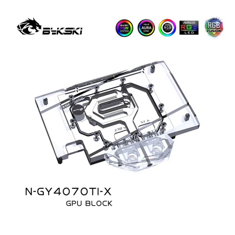 Imagem -03 - Bykski-gpu Bloco de Água para Galax Geforce Rtx 4070 ti Super ex Cartão de Grafite Branco Refrigerador de Água Radiador de Cobertura Completa N-gy4070ti-x