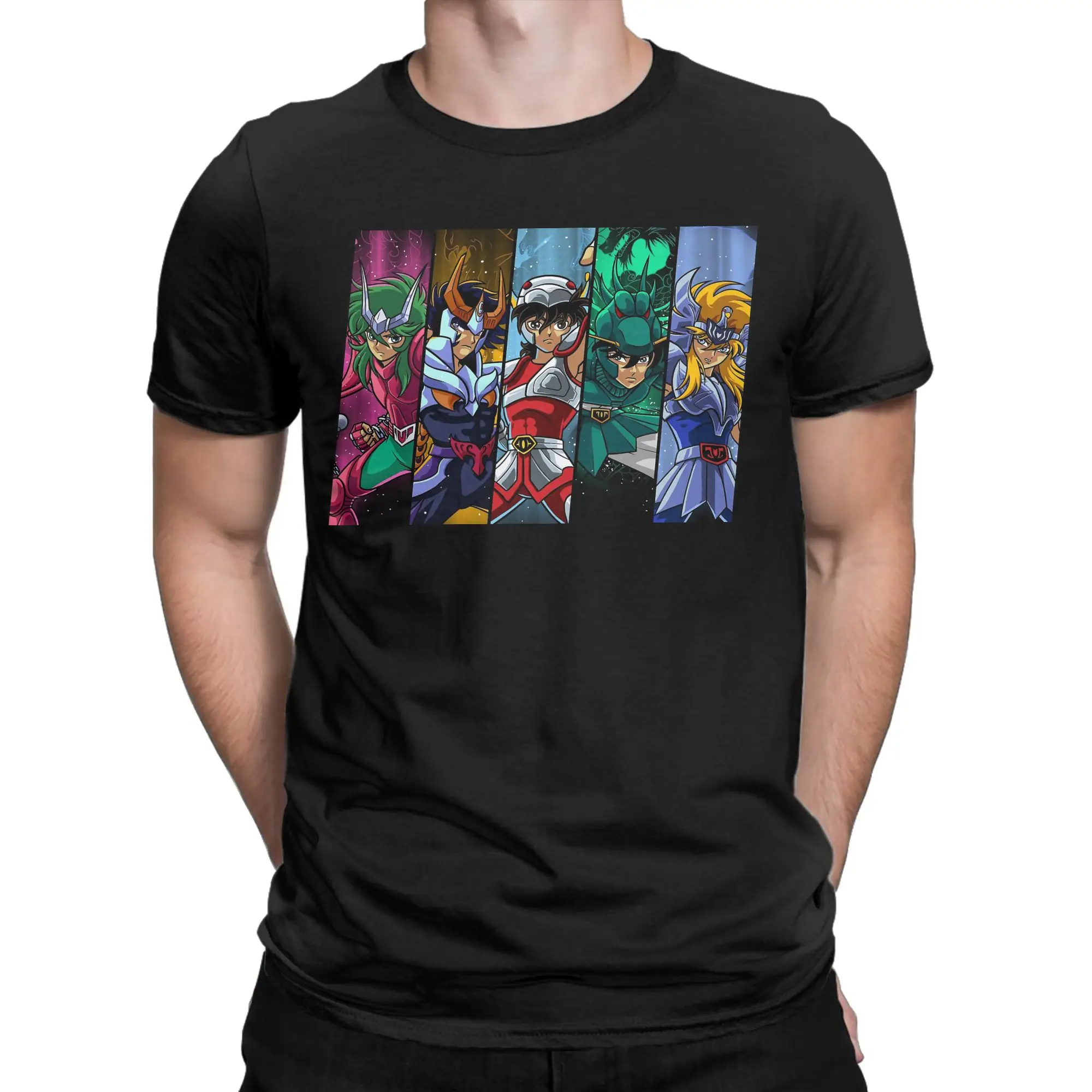 Men Women's Knights of The Zodiac T Shirt Anime Pure Cotton Clothing Hipster Short Sleeve Crewneck Tees Summer T-Shirt