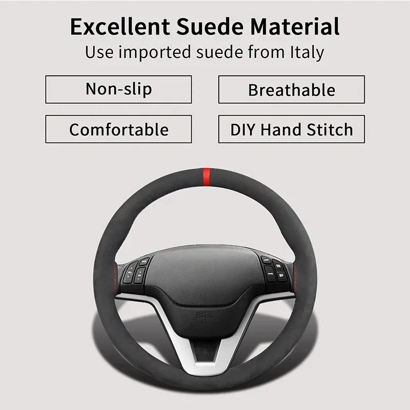 الجلد المدبوغ غطاء عجلة قيادة السيارة العالمي 38 سنتيمتر غطاء عجلة قيادة السيارة الجلود الأجزاء الداخلية تجديل غطاء لعجلة القيادة #4