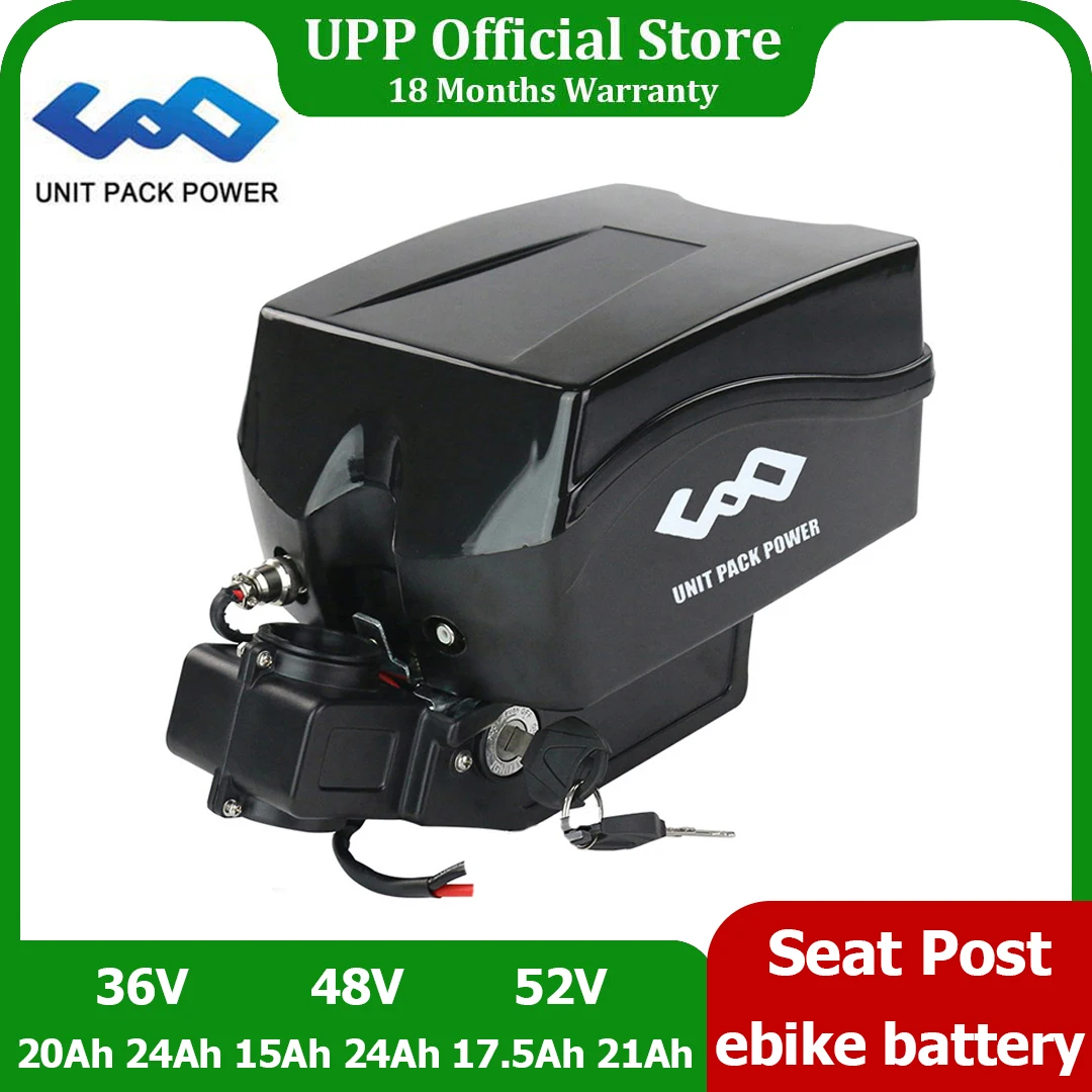 

Frog eBike Battery 52V 48V 36V 24Ah 20Ah 17.5Ah 15Ah Seat Post Bateria Pack for Bafang CSC MXUS 1000W 750W 500W 350W 250W Motor