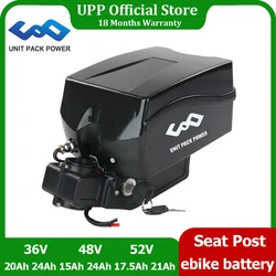 Frog eBike Battery 52V 48V 36V 24Ah 20Ah 17.5Ah 15Ah Seat Post Bateria Pack for Bafang CSC MXUS 1000W 750W 500W 350W 250W Motor