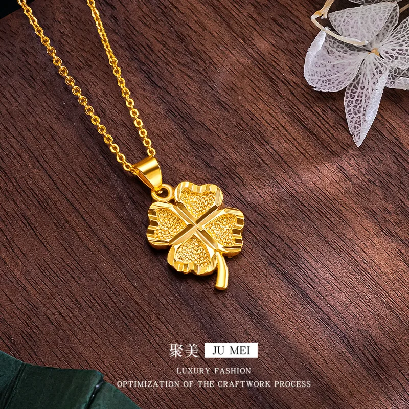 

Luxury 24K 9999 Pure Gold real gold Women's Love Four Leaf Flower Pendant