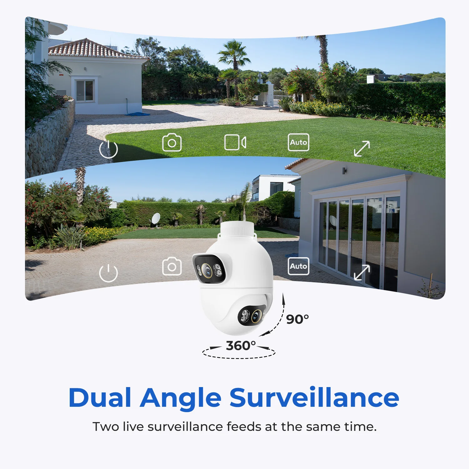 IMILAB New Outdoor Surveillance 3K+3K Dual Lens Camera 360° PTZ/Colour Night Vision/7/24 Work/MiHome App - EC6 Dual Upgraded