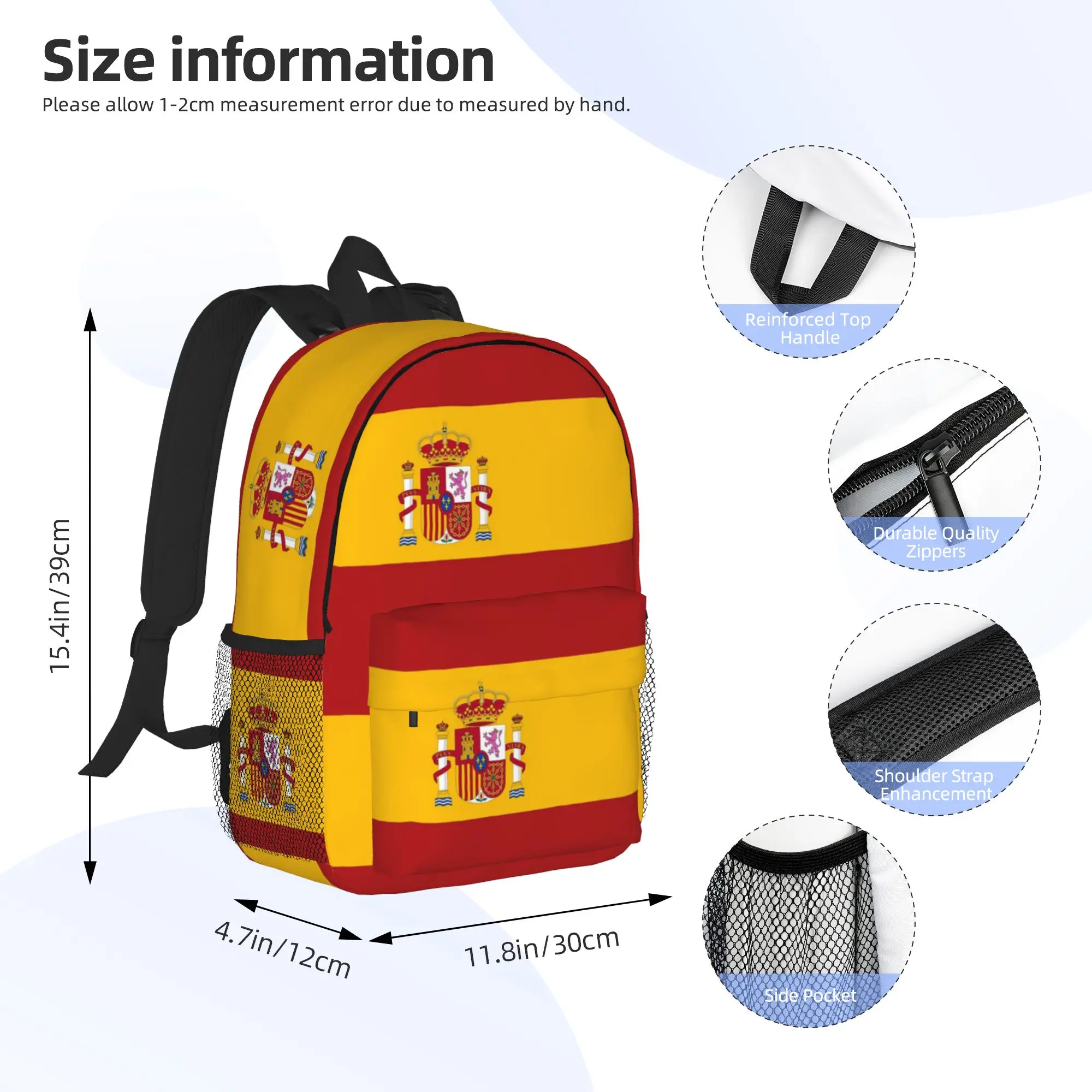 Spain flag Backpack Hot Sale Daypack Large Capacity Boys Girls BookBag Shoulder Bags for Men Women School Bag