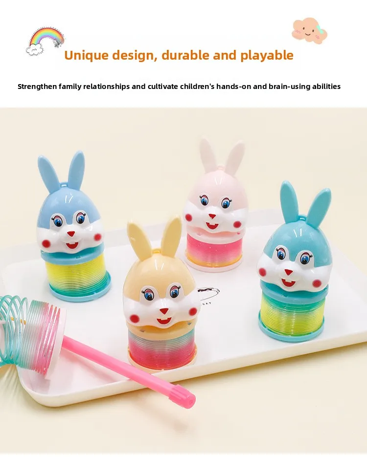 Anello arcobaleno che si illumina al buio con coniglio Lanterna giocattolo Novità Anello arcobaleno con lanterna a forma di cartone animato