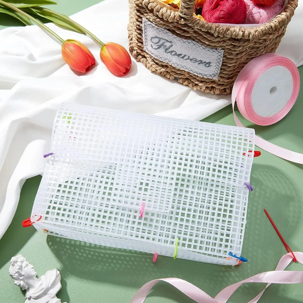 6pcs Plastic Mesh Canvas Bag Sheets Irregular Plastic Net Cover Acrylic Yarn Crafting Knit and Crochet Projects