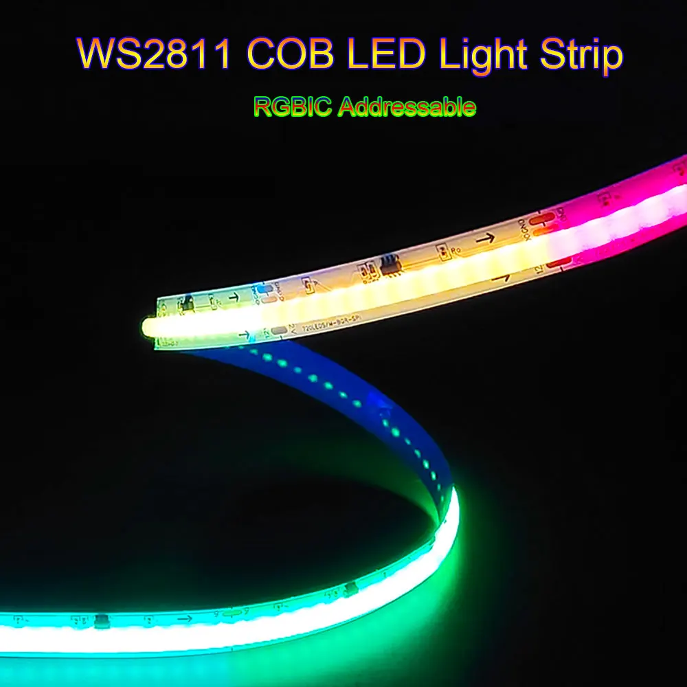 WS2811 COB LED Strip DC12V 24V RGBIC Smart Pixel Addressable Flexible 720/576/360LEDs/m RGB Full Dream Color Led Tape Lights