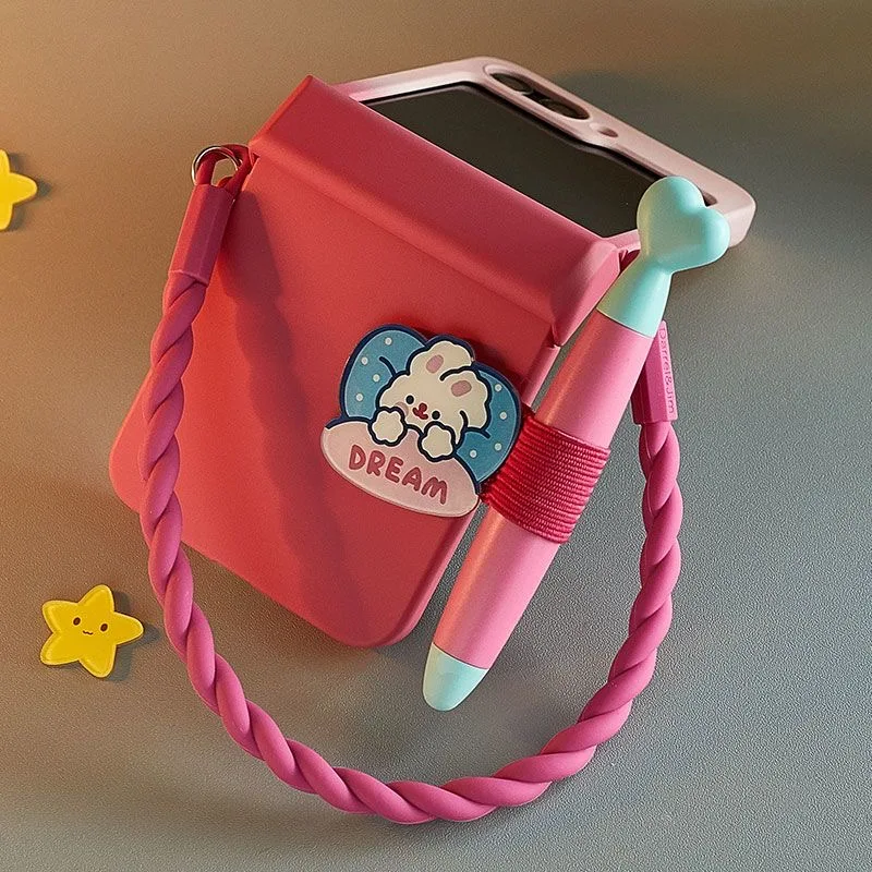 

Zflip6 Case Girls Cute Flip Cover For Samsung Galaxy Z Flip6 Cases & Pink Touch Screen Pen