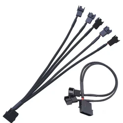 Molex to Fan Power Splitter Cable, 4-Pin IDE to 2/3/4 x 4Pin Fan Connector Sleeved Y Type Extension Power Cable Compatible 3-Pin