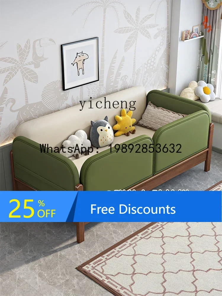 AG Simple modern solid wood  bed walnut retractable folding children and girls juvenile full solid wood double sofa