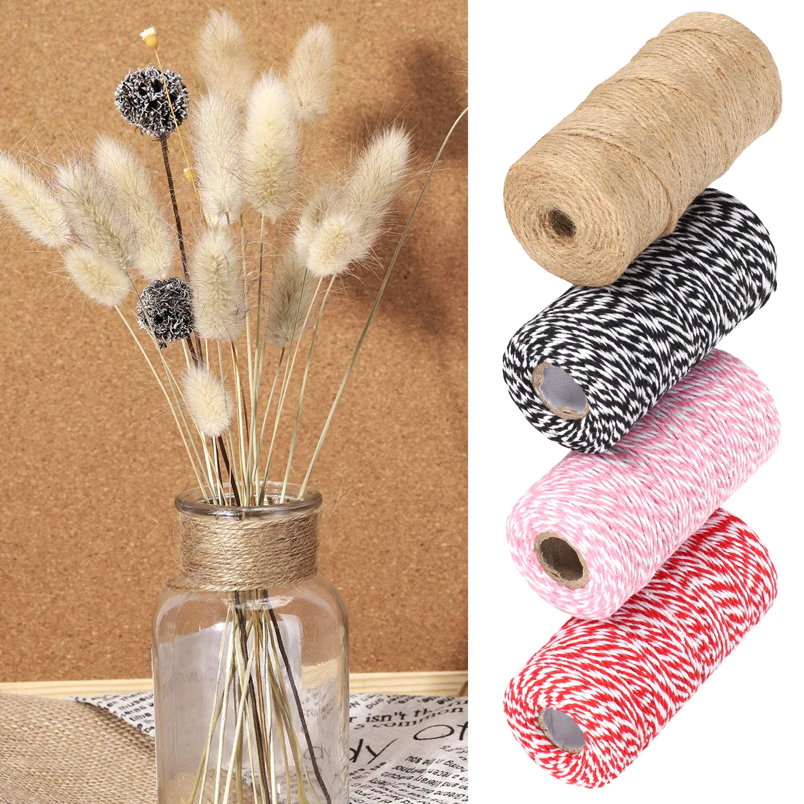 4Pcs Wrapping String Rope Twisted Cotton Baker Twine Cord DIY Craft Hand Made Supplies