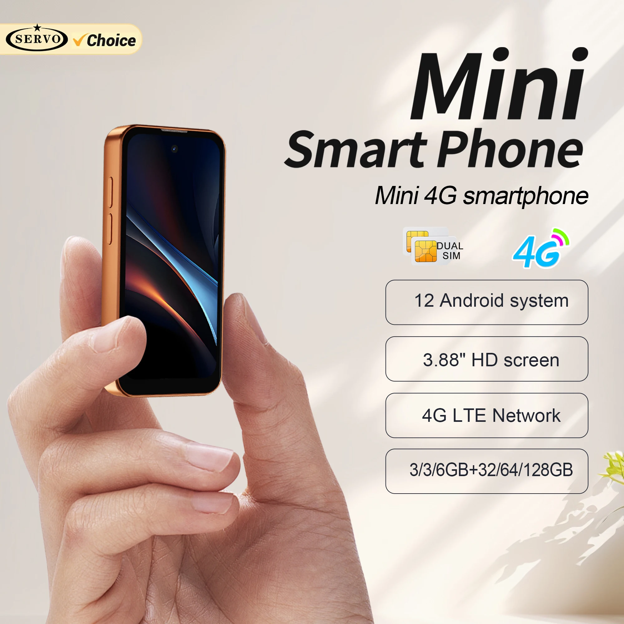 SERVO 19 Air 4G LTE Mini Smartphone Android 12.0 OS Play Store 6GB+128GB Face Unlock OTG 2 SIM 3.88'' Screen Pocket Smart Phones