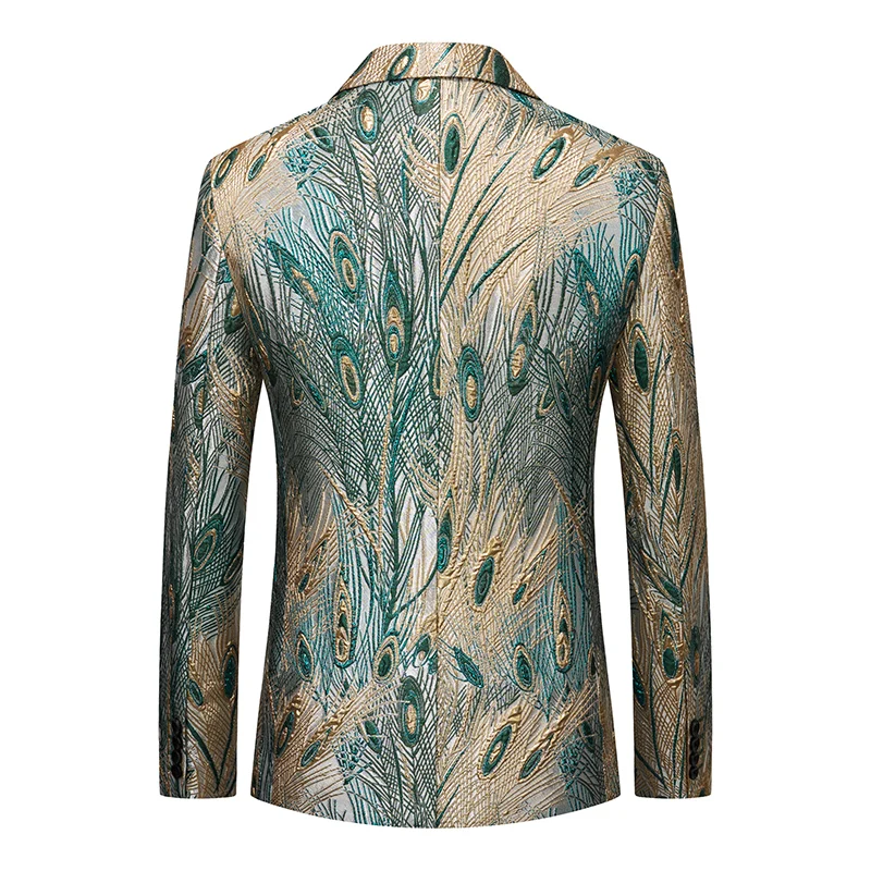 Men's Slim Fit Peacock Tail Blazer Casual Autumn Winter Fashion Handsome Trend Boutique Suit Jacket 2024 High Quality