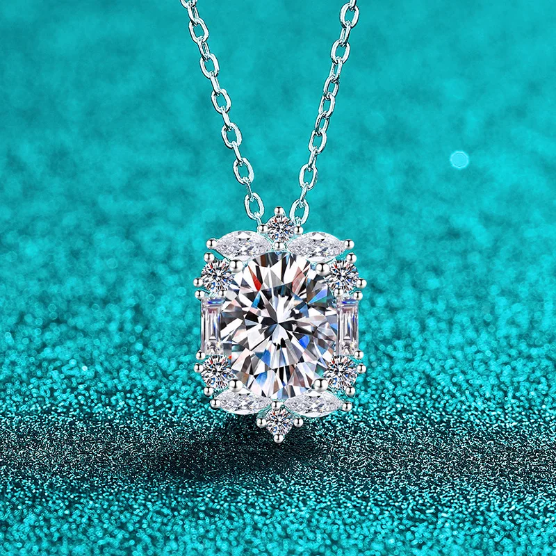 

Platinum Pt950 2ct Moissanite Necklace for Women's Dental Shape Gorgeous Luxury Exquisite Pendant Versatile Diamond Jewelry