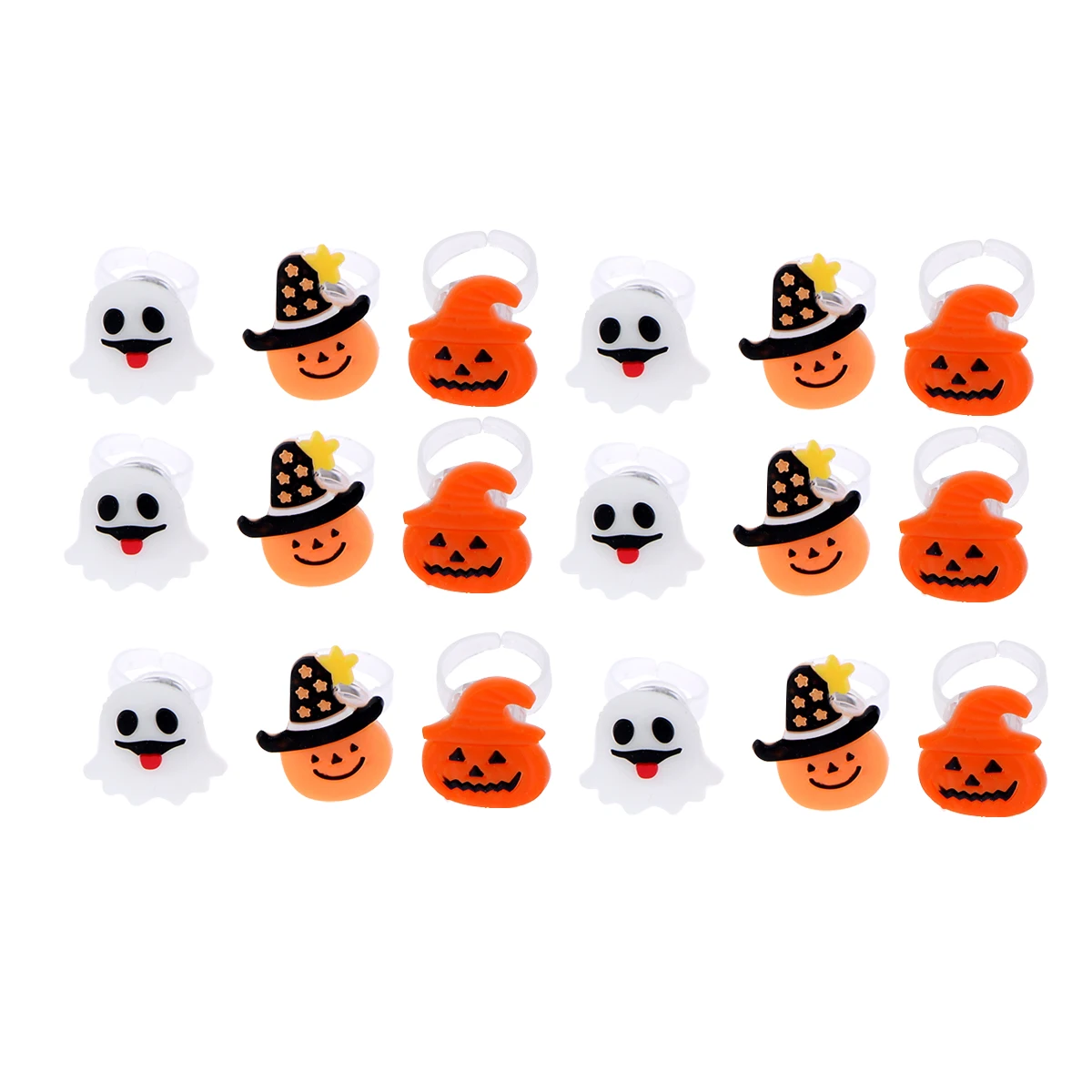 

50 Pcs Halloween Finger Lights Flashing Rings Mixed LED Toy Decor Cartoon