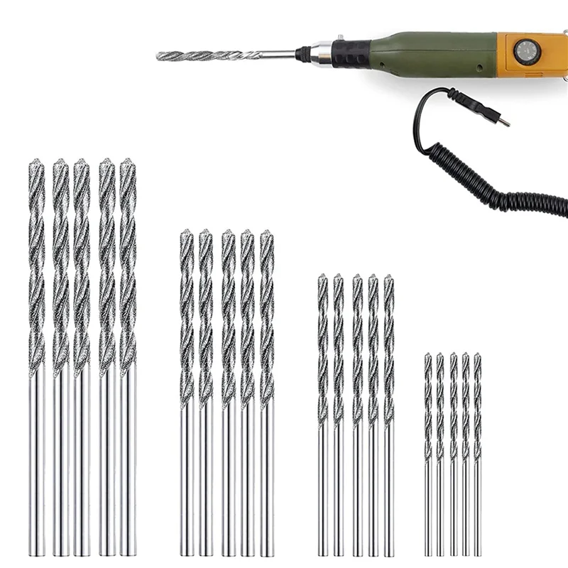 

A53Q-Diamond Drill Bit Set 40 Pieces 4 Sizes 1Mm 1.5Mm 2Mm 2.5Mm Twist Tip Jewelry Beach Sea Glass Shells Gemstones Lapidary