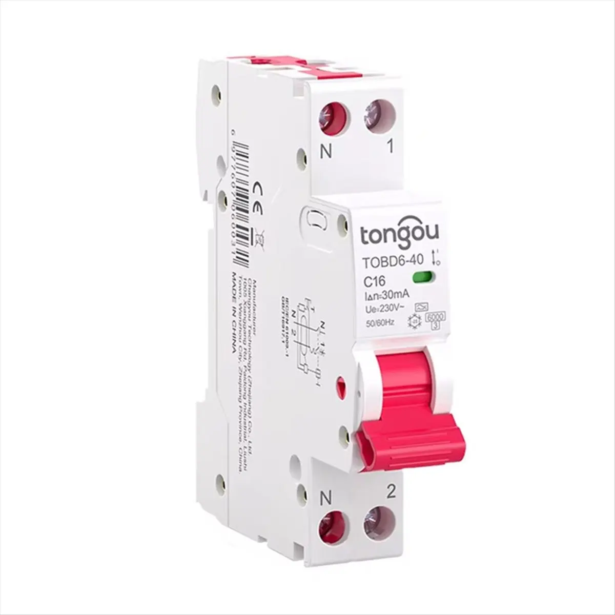 A20I  RCBO Type A 1P+N DPN Residual Current Circuit Breaker 6KA 30mA,Curve B,18mm Overcurrent & Leakage Protection 16A