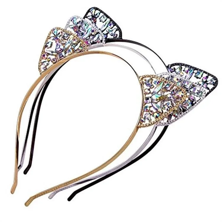

Novelty Kids Cat Ears Headband With Ear Crystal Hairband Festival Hair Girls Rhinestone Headdress