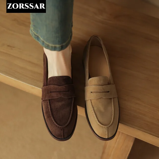 Buty damskie 2024 Summer Brown Casual Flats Ladies Shoe Fashion Suede Loafers Soft Sole Non-Slip Feminino Zapatos Mujer