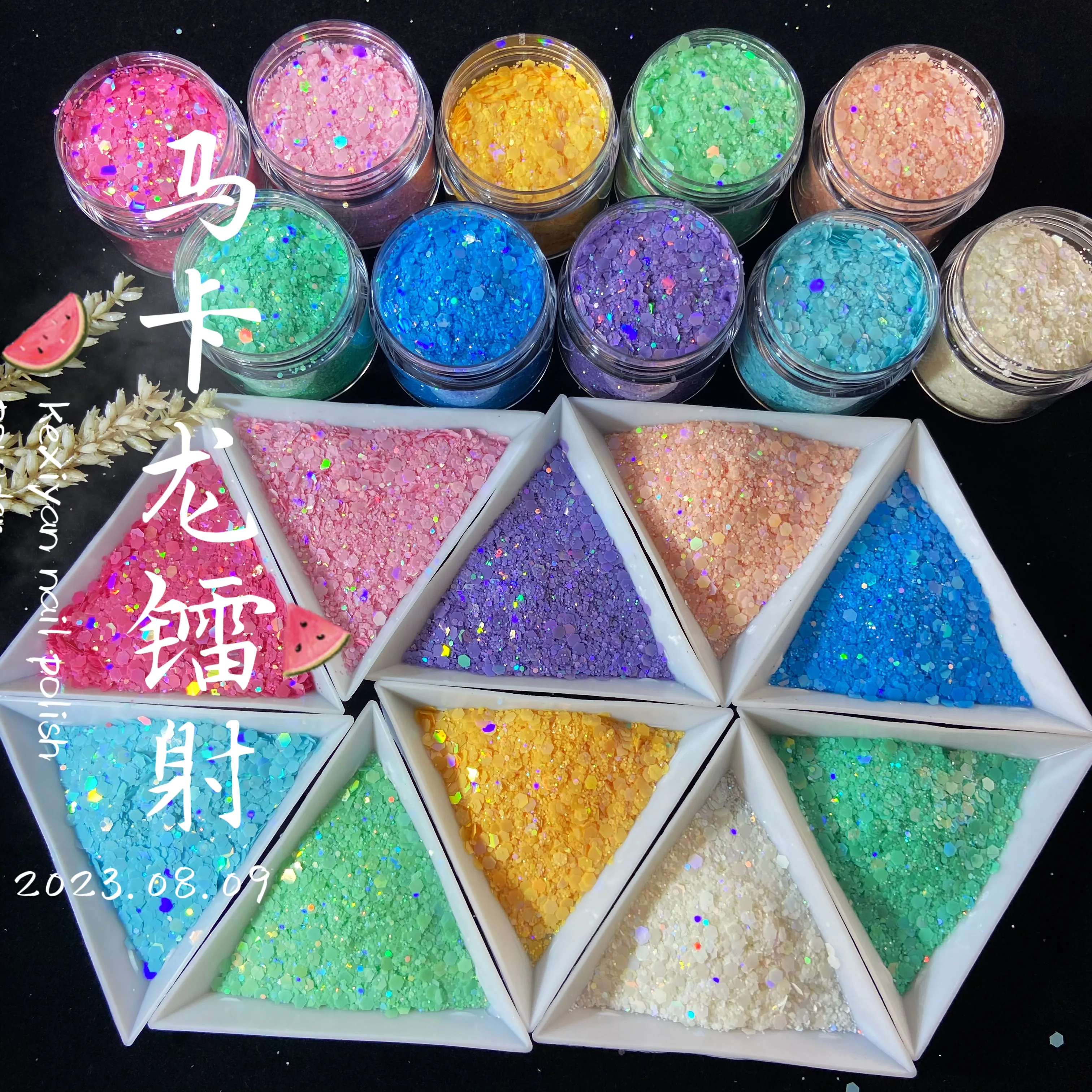 Macaron Laser Nail Art lantejoulas, Glitter, Ultra-fino, Charme, Profissional, DIY, Decoração, 10 cores, 2023, 1pc