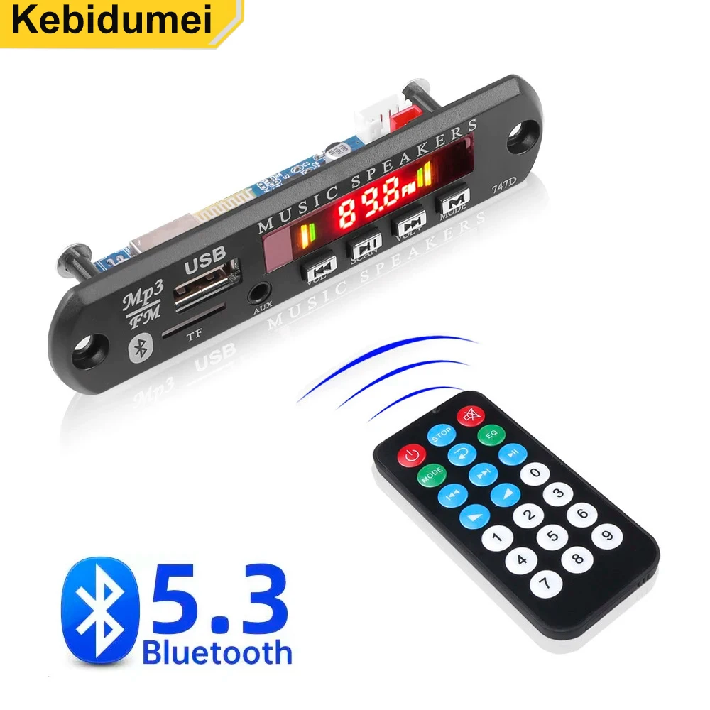 Reproductor MP3 Bluetooth 5,3, placa decodificadora inalámbrica, USB, TF, FM, módulo de llamada de Radio, Kit de coche para altavoz con Control remoto