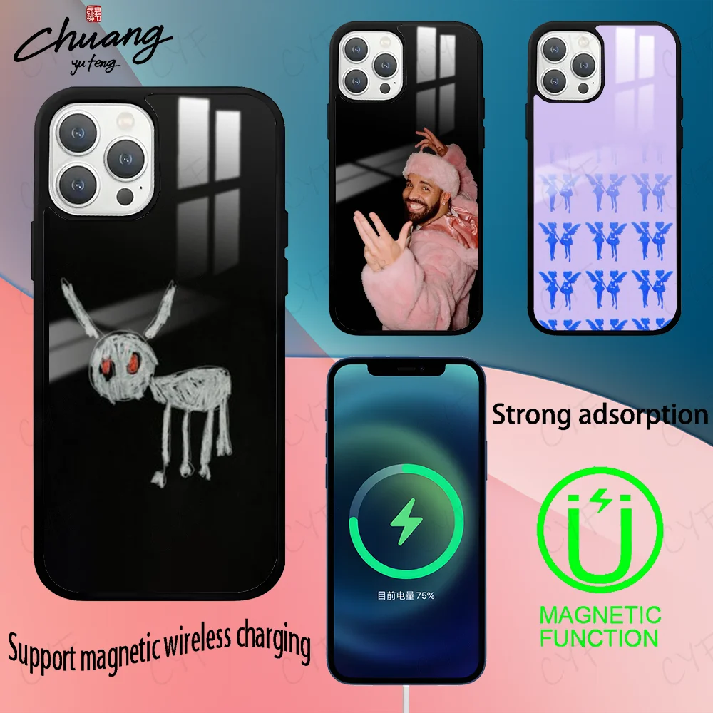 D-Drake For All the Dogs Phone Case For 11 12 13 14 15 16Pro Max mini Plus strong magnetic attraction Phone Cover