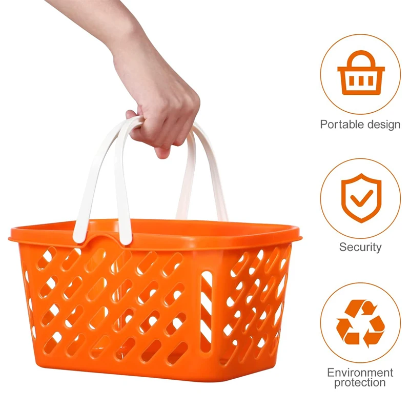 2pcs 쇼핑 바구니 장난감, 어린이를위한 손잡이가있는 어린이 식료품 바구니 식료품 바구니 장난감 놀이 척