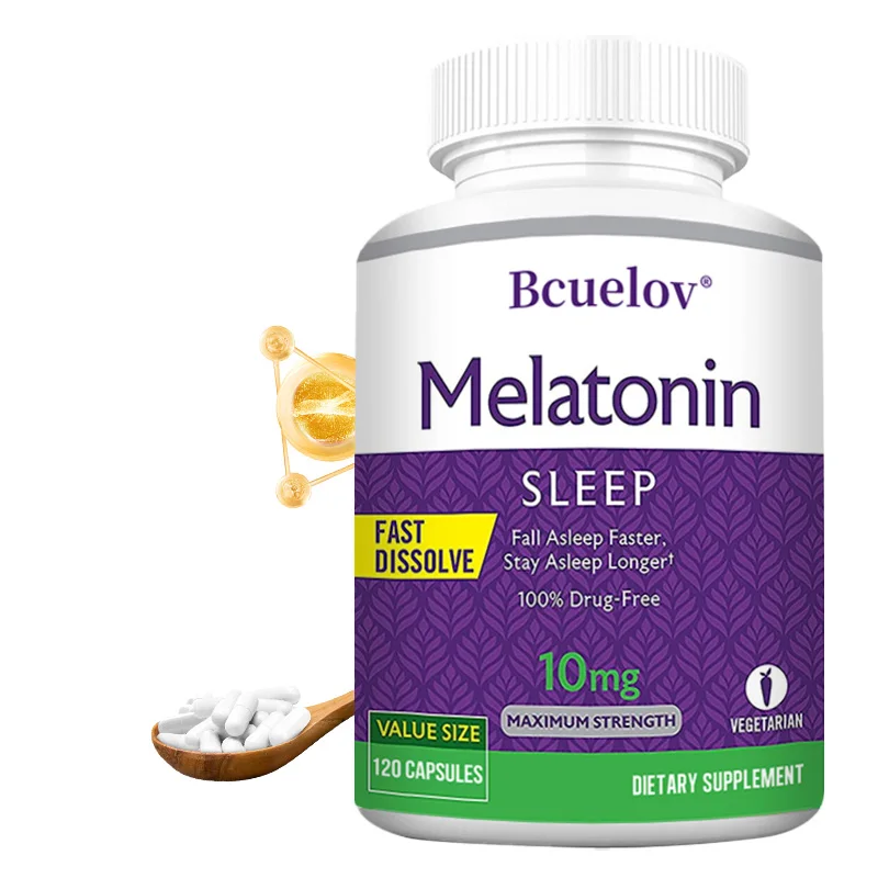 Melatonin 10mg Capsules - Relieves Insomnia, Promotes Sleep Quality, Prolongs Sleep Time, Relaxes The Mind, 120 Capsules