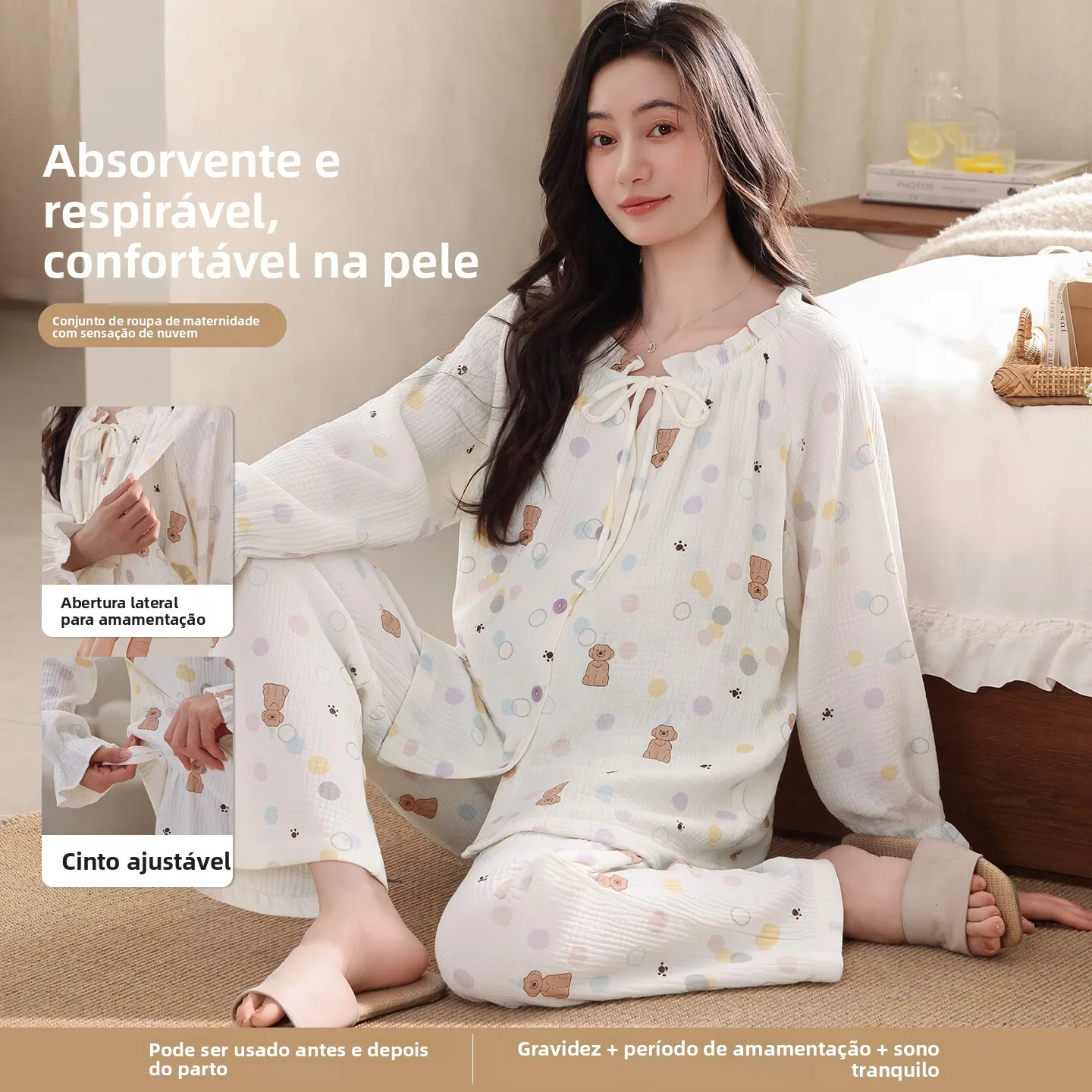 camicia-da-notte-premaman-in-garza-di-cotone-per-primavera-e-autunno-con-vita-regolabile-traspirante-per-allattamento-e-sonno