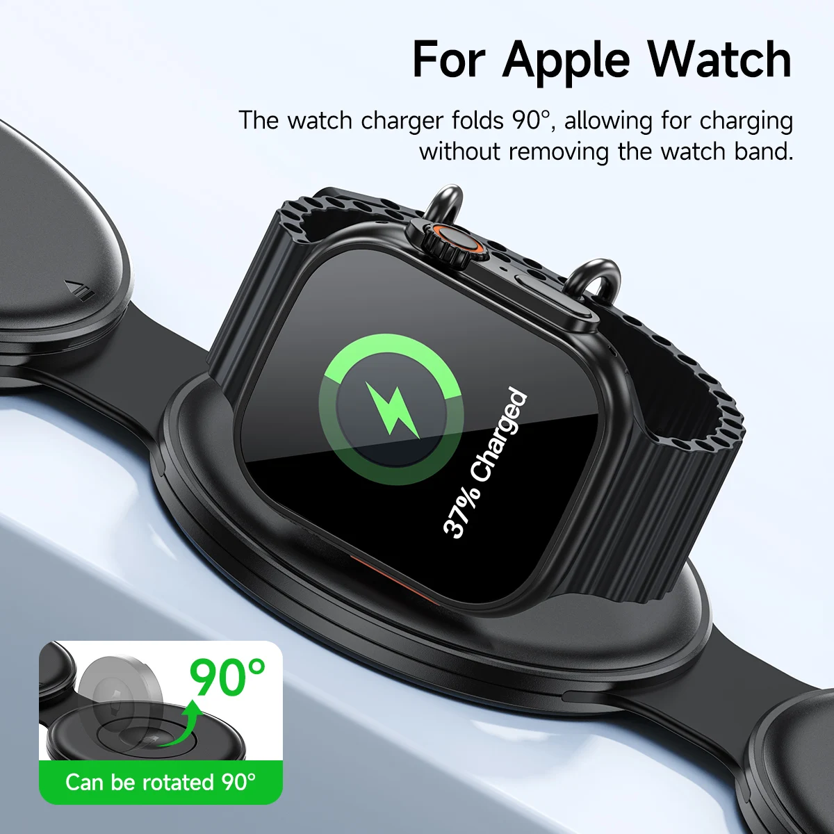 HOCO CQ24 All-in-one Wireless Fast Charger Stand Holder For Mobile Phones Smart Watch Earphones Chargers Travel Charging Set view 3