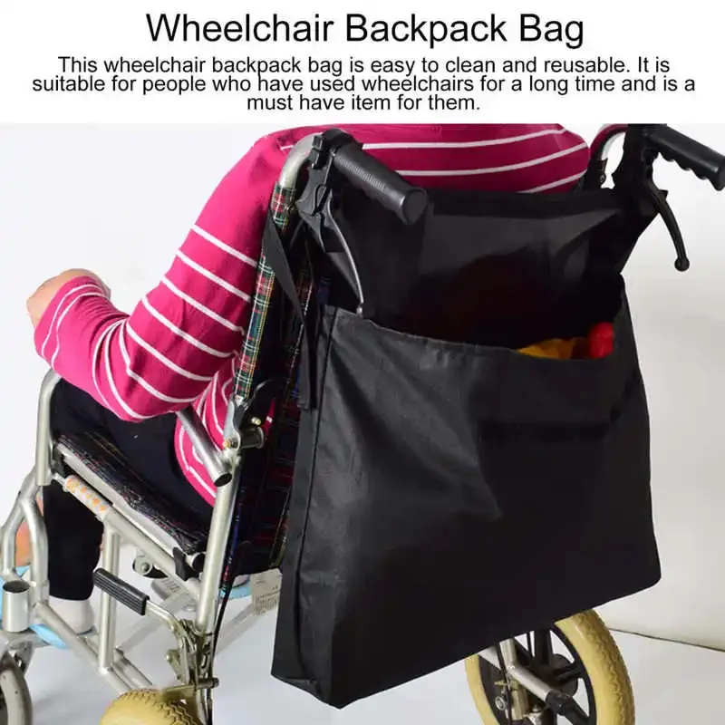 Waterproof Wheelchair Backpack Bag Anti Slip Large Capacity Shoulder Strap Wheelchair Walker Accessories Sides Storages Bags New