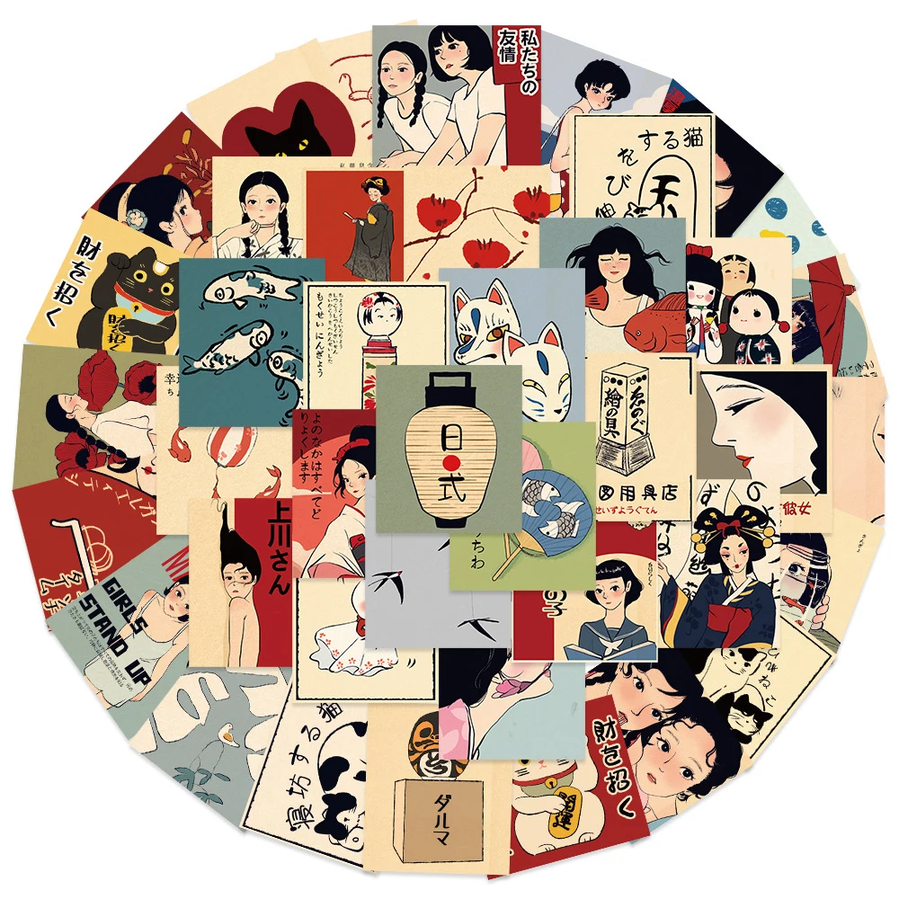 10/30/50pcs Classico Stile Giapponese Cultura Adesivi Carino Giorno di Primavera Del Fumetto Adesivo Del Computer Portatile Bottiglia di Acqua Del Telefono Kawaii ragazza decalcomanie