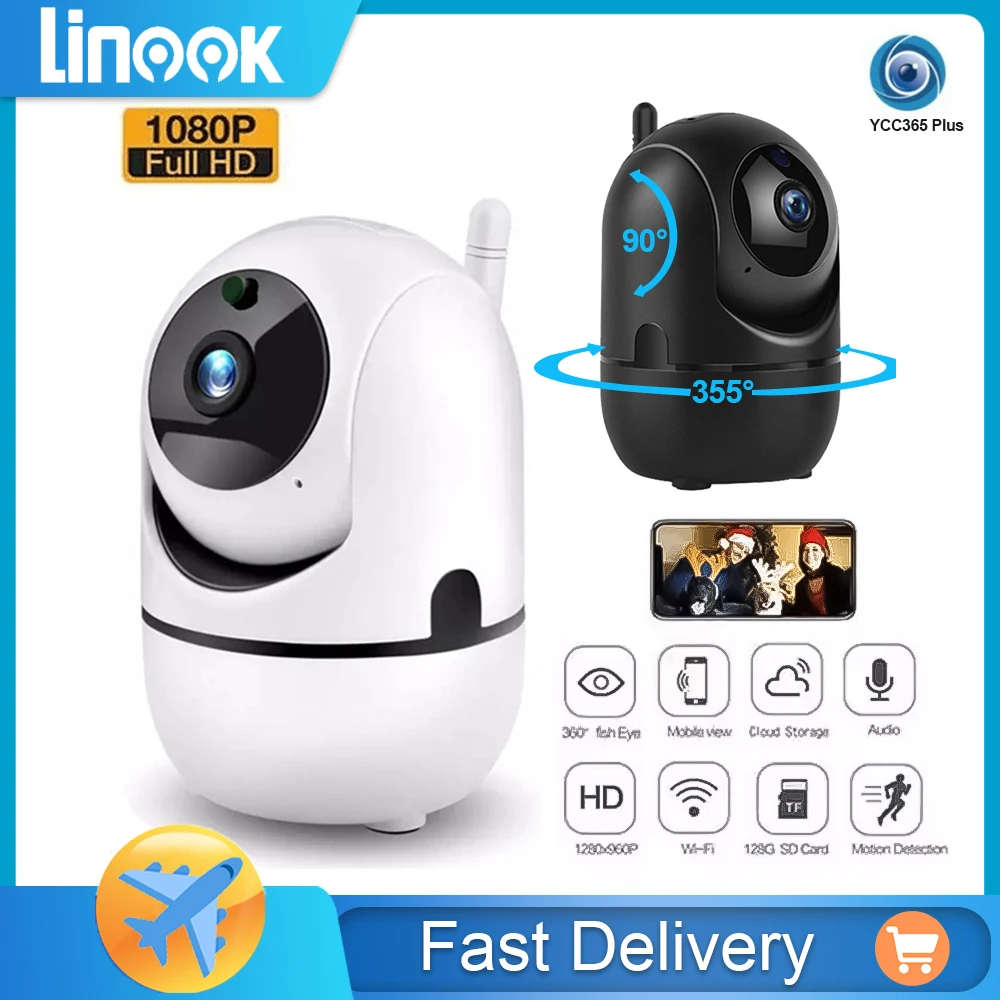 Linook, bezprzewodowa kamera cctv, automatyczne widzenie nocne z wykorzystaniem podczerwieni śledzenia w domu HD 1080P, inteligentne monitorowanie