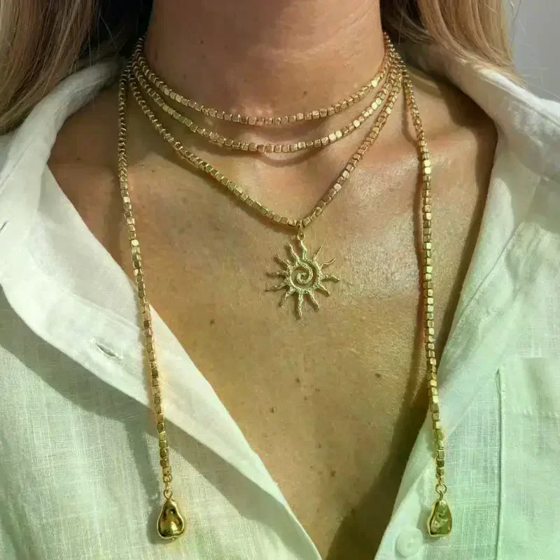 Vintage Gold Layered Cross Pendant Necklace Religious Coin Medallion Choker For Women Boho Summer Beach Jewelry