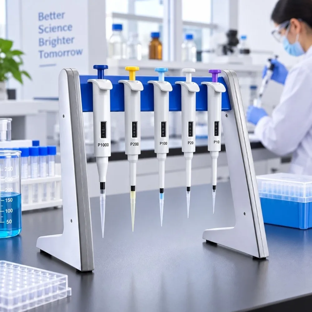 1pcs L Shape Design Lab Pipette Stand 8 Pipette Capacity Linear Configuratio Pipettor Holder Pipette Organizer