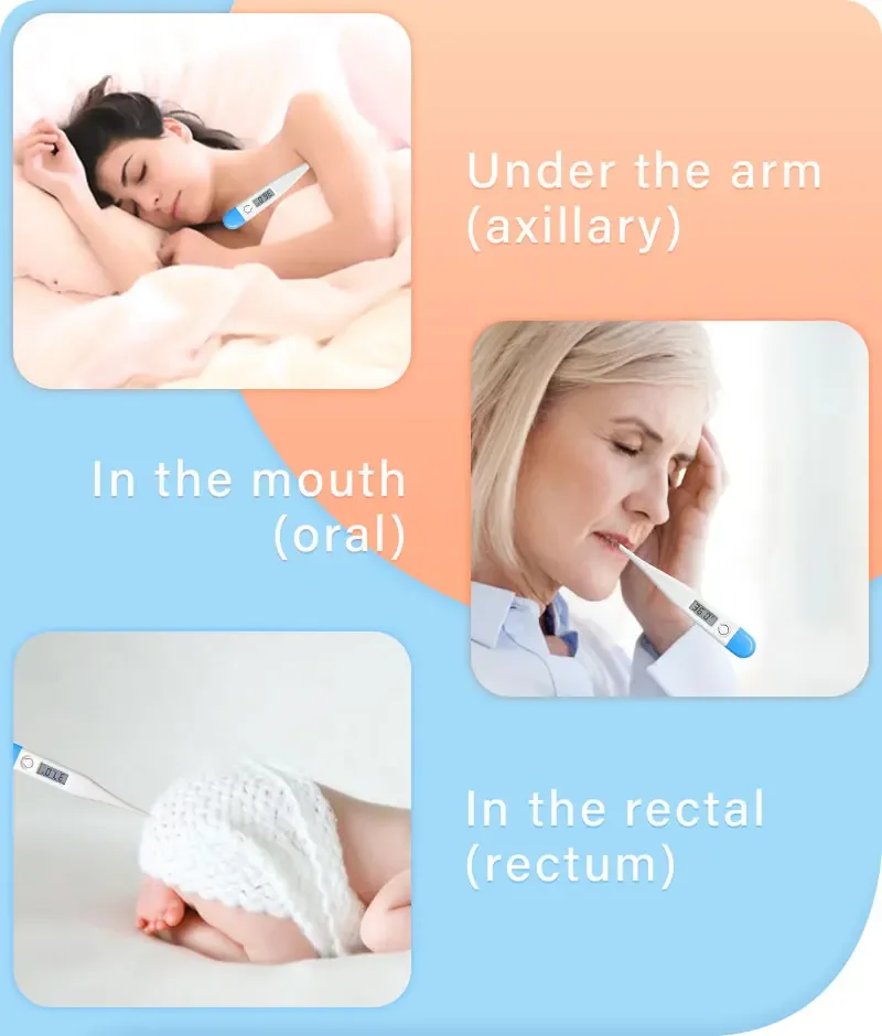 2Pcs Thermometer for Fever Digital Basal Body Oral Armpit or Rectal Electronic LCD Display High-Precision Measurement Smart Heat