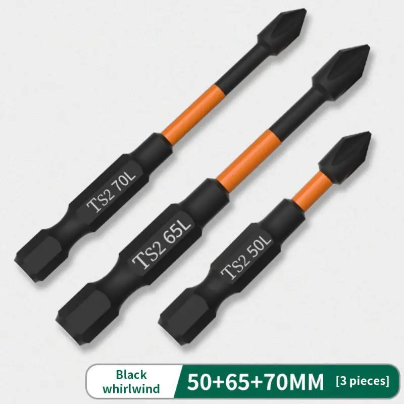 1/3/5PCS Black Screw Electric Screwdriver Set 25 50 65 70 90 150mm Impact Strong Magnetic Batch Head Cross High Hardness Hand