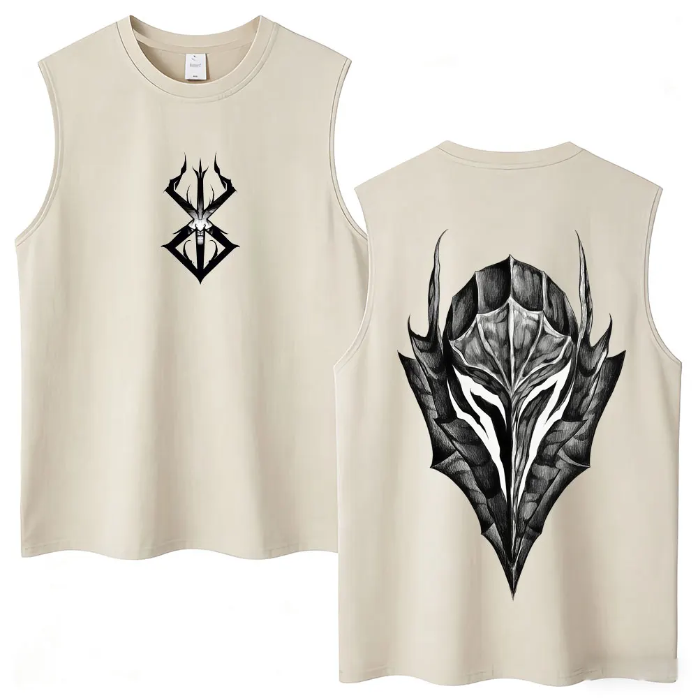 Washed Anime Berserk Vintage Harajuku Tank Tops Manga Gatsu Griffith Zodd Men Women Sleeveless T Shirt Cotton Loose Gothic Vests