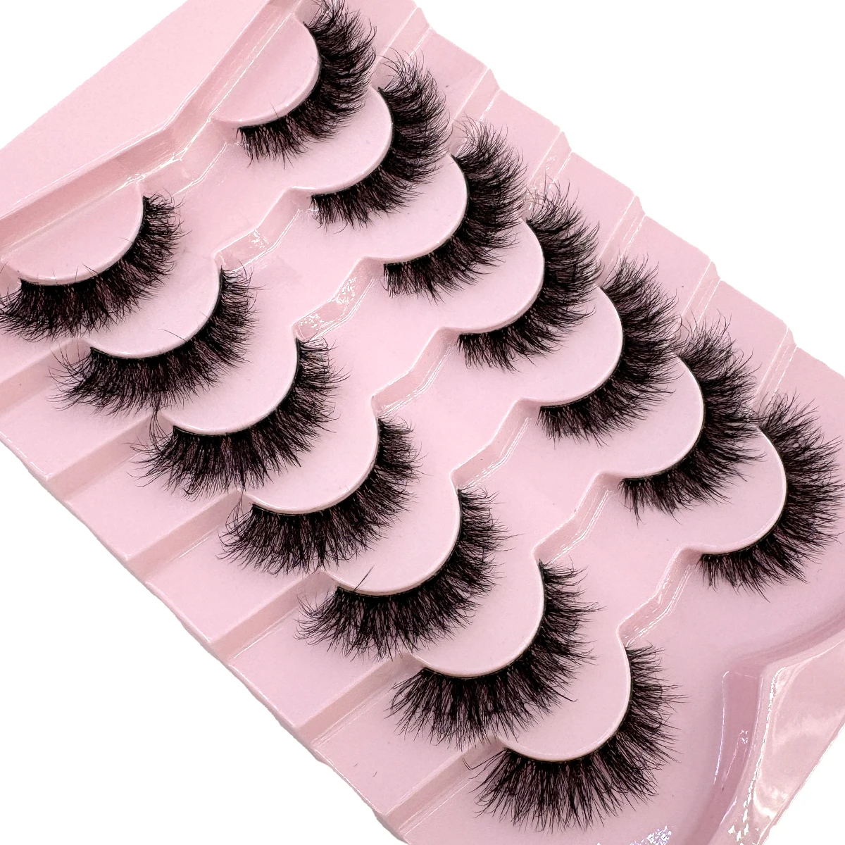 HBZGTLAD 7 paia Ciglia Cat Eye Ciglia lunghe naturali a fascia trasparente Ciglia con estremità alata Ciglia allungate Ciglia finte visone Trucco