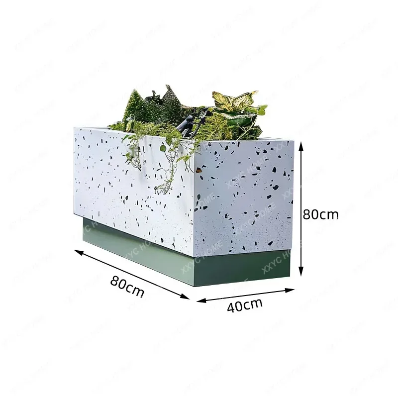 

Hot sales Outdoor imitation terrazzo color flower box store Commercial street Milk tea shop Cafe Wrought iron flower bed