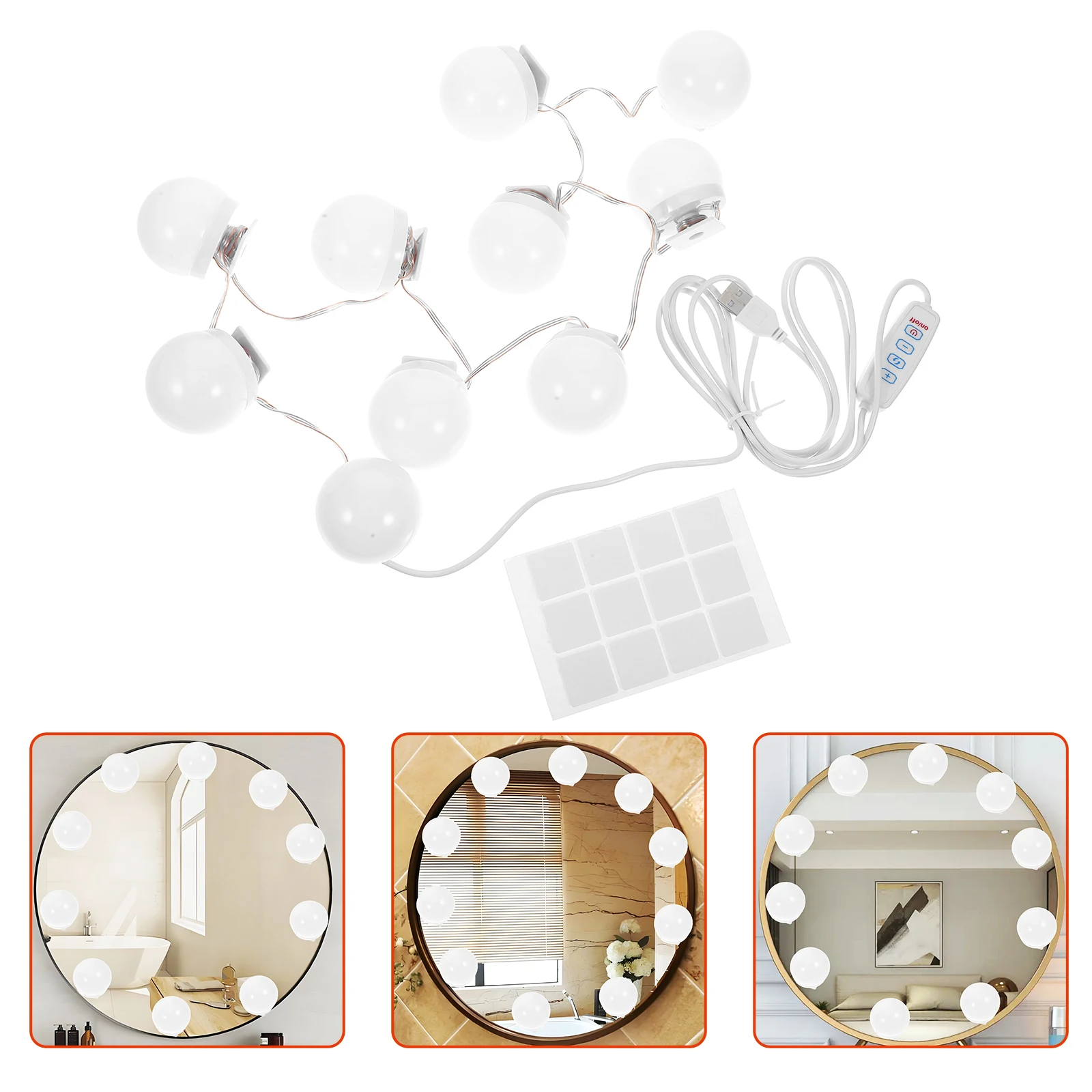 

10 Pcs LED Vanity Lights Bright Saving Mirror Front Light White Plastic Makeup Lamp Wall Lamp