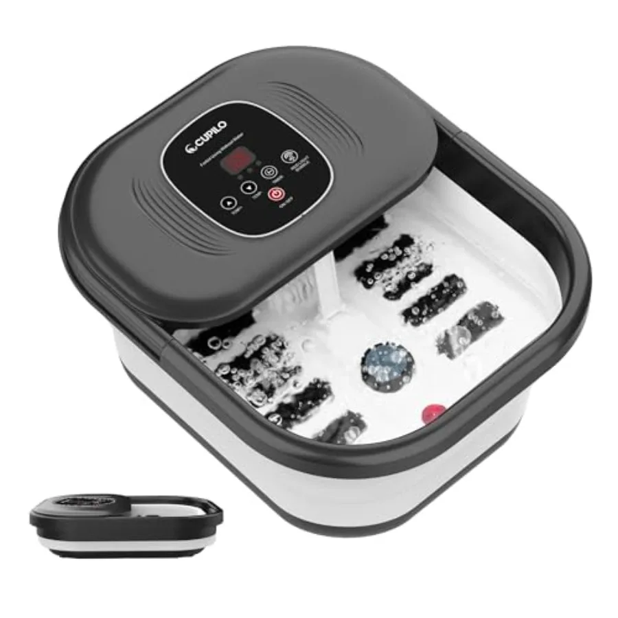 

Массажер для ног с подогревом, складная ванночка для ног с пузырьками, красным светом, пемзой и шиацу-массажем