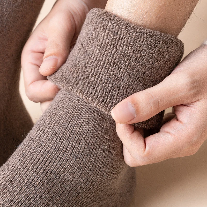 Calcetines de algodón a rayas para hombre, medias largas cálidas de negocios, suaves y transpirables, Color sólido, invierno, 2 pares