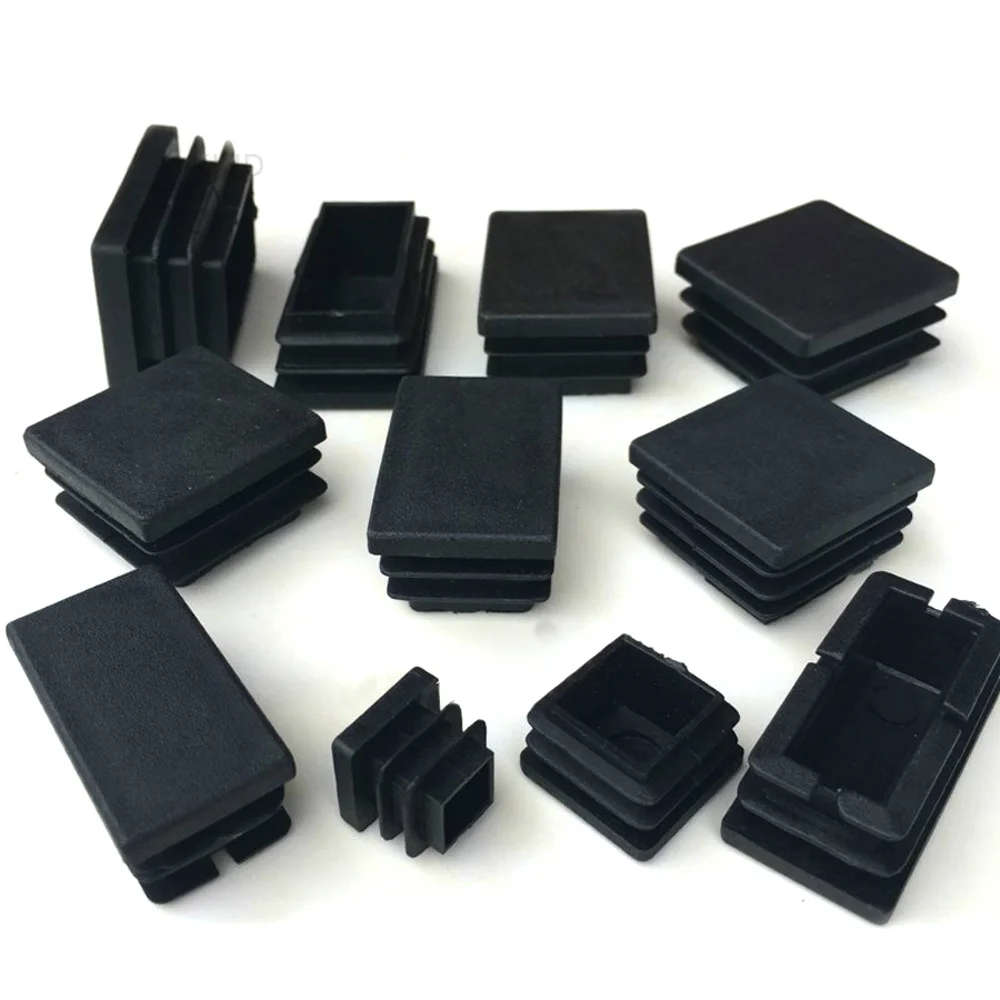 

2/5/10 pcs plastic rectangle black caps pipe caps tube inserts plug Bung steel foot Stopfen 10x20mm, 30x100mm